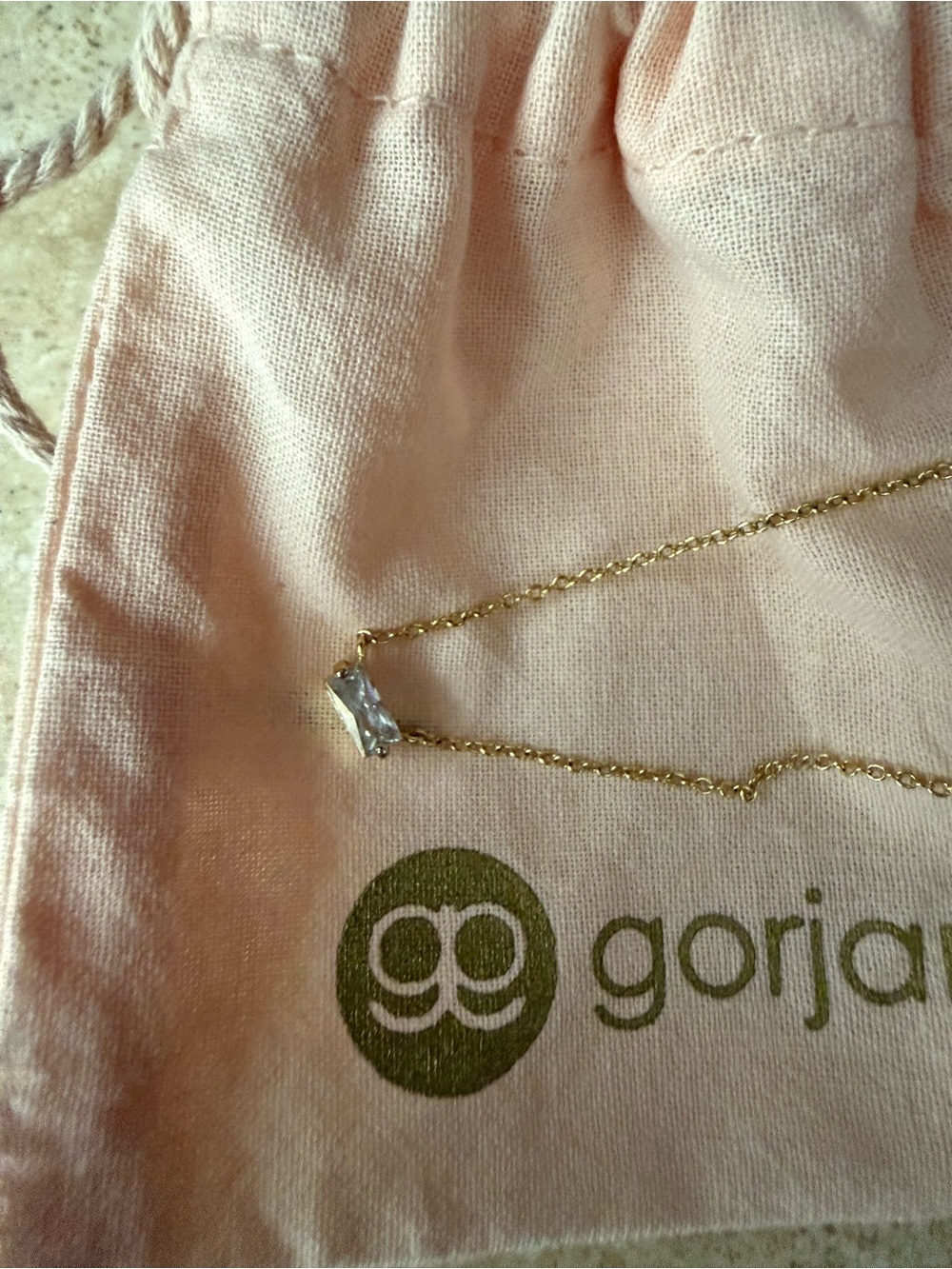 Gorjana Gold Necklace with Clear Rectangular Crystal